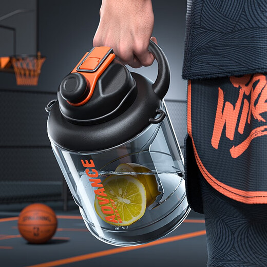 Antarctica extra large capacity drinking cup men's high temperature resistant outdoor sports kettle large ton bucket ton big belly space cup summer PC material sports black 2200ml