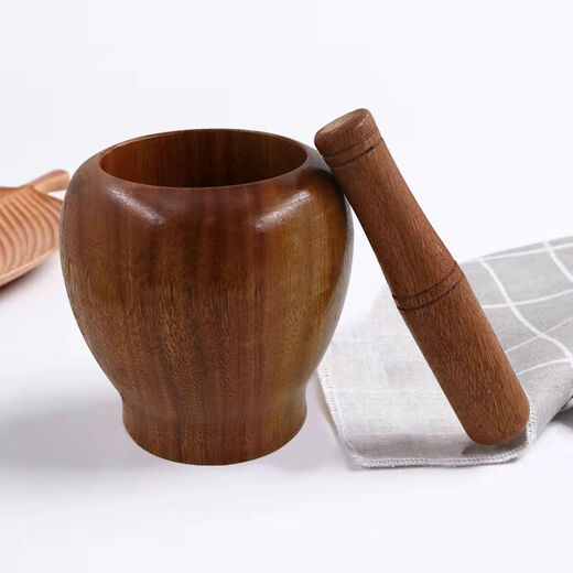 Mengyi'er large solid wood garlic mortar garlic mortar old-fashioned garlic mashing jar wood household wooden mortar for sesame seeds mortar for sesame seeds