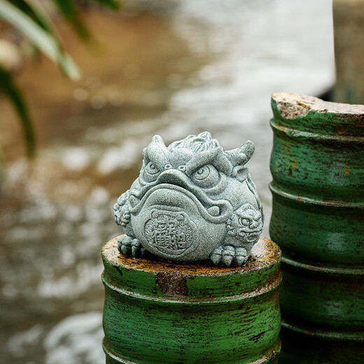 Earth Story Green Sandstone Tea Pet Ornaments Boutique Can Raise Golden Toads Chinese Tea Table Tea Set Lucky Three-legged Toad Tea Table Small Decoration Green Sandstone Tongbao Golden Toad