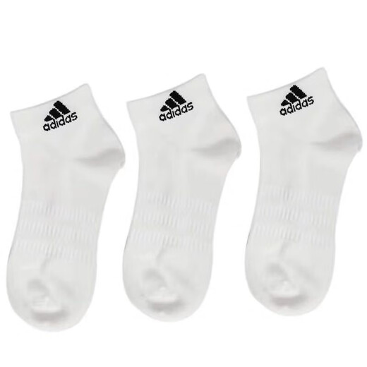adidas\阿迪达斯 袜子足球袜篮球袜男袜女袜 新款吸汗透气三双装棉袜耐磨运动袜 DZ9435三双白色  39-42码
