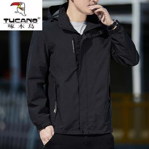 Woodpecker Outdoor Jacket Men's Spring and Autumn 2025 New Jacket Versatile Windproof Breathable Casual Large Size Jacket Men's Jacket Black Spring and Autumn Style 2358 L