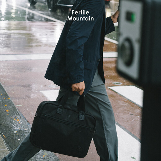 Liangshan briefcase men's business handbag large capacity legal commuting bag simple black ballistic nylon computer bag black without shoulder strap 15 inches