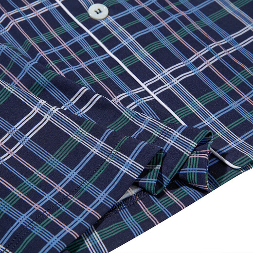
Mr. Aimu [same style in the mall] 22SS indulgent silky plaid men's pajamas home lapel cardigan short-sleeved NS41F684 dark blue plaid YH8 2XL 180