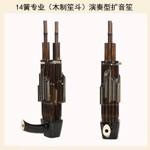 Instrumento musical Sheng Instrumento 14-Spring Amplificación Fang Sheng toca el instrumento folklórico Lu Sheng Cobre-Spring Copper Dou Wooden Dou Sheng Instrumento musical SHENG 14 Spring Purple Bamboo Color original sin tubo de amplificación [con bolsa blanda] C-Tune C