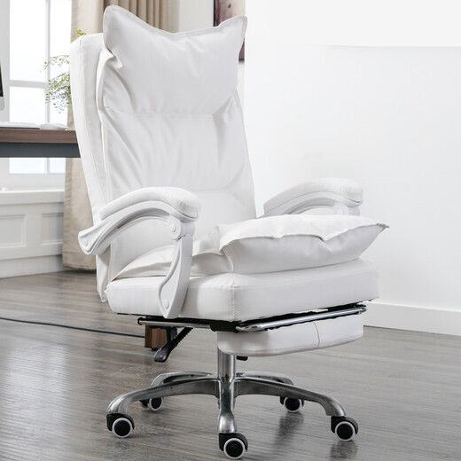 Study boss chair, leather office reclining massage computer chair, home swivel chair, gaming chair, female anchor chair, dark coffee first-layer cowhide, footrest, aluminum alloy feet, rotating lifting armrests