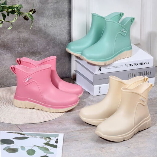 Sauerstoff Frauen Regenschuhe Anti-Rutsch-Mode-Regenschuhe Frauen tragen wasserdichte und rutschfeste Internet-Promi-Wasserschuhe kurze Röhre Dicke Sohle Gummischuhe 650 Fruchtgrün Schuss One Size 36