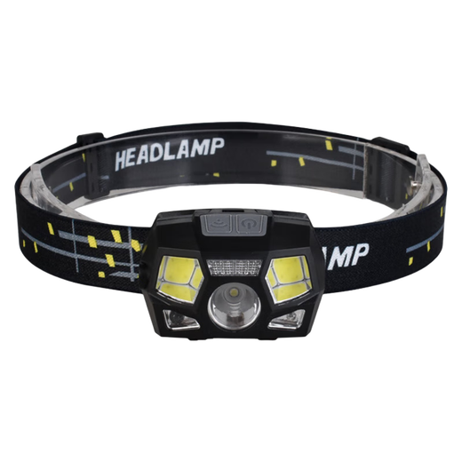 Battlefield camp strong light XPE+COB+red light USB charging led induction headlight waterproof night fishing cycling camping mountaineering headlight headlight black + helmet bracket