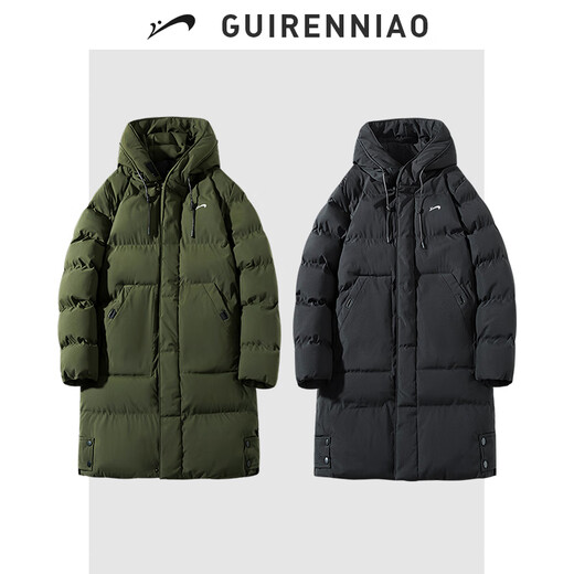 
Guirenniao winter medium-length cotton jacket men's cotton jacket men's plus velvet thick coat men's cotton jacket coat black 4XL