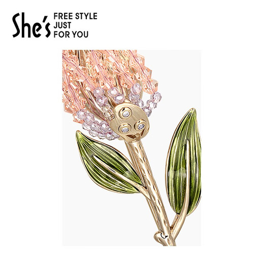 She s Akiko's love look tulip brooch brooch brooch earrings earrings combination set gift box birthday gift for women floral pink brooch A0