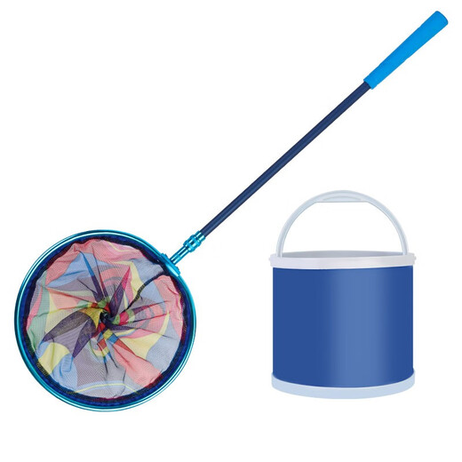 JMISI children's fishing net bag set insect net children's fishing net outdoor telescopic pole dragonfly butterfly copy net + folding live fish bucket