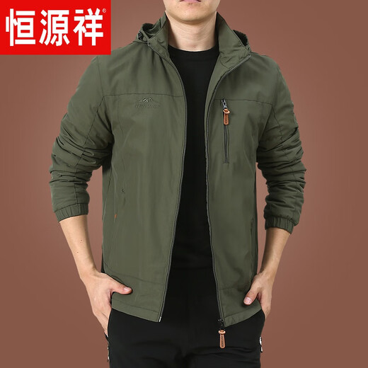 恒源祥户外男士外套秋冬季2025新款中年男装秋装上衣服加绒夹克男春秋厚 9898黑色 款 加绒 XL