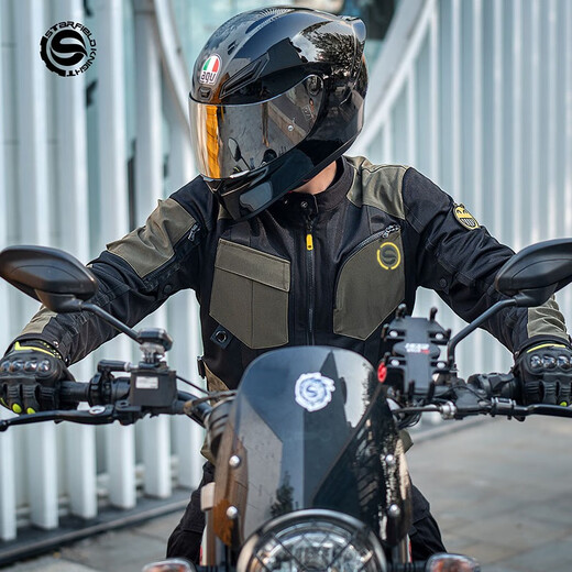Star Knight Summer Riding Traje de motocicleta motocicleta Equipo de motocicleta Racing Anti-caza Anti-caza transpirable para hombres resistente a la chaqueta de malla masculina juego de traje funcional skj-826 verde M