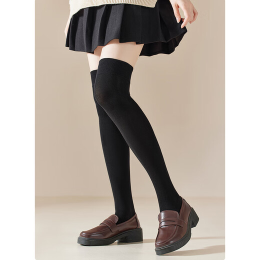 Jeanswest Women's Xinjiang Cotton Stockings 2 Pairs Summer New Women's Solid Color Stockings YM Black 2 801A F