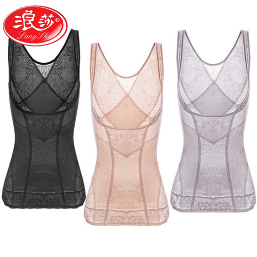 LangSha's new powerful tummy control waist tight shaping tummy control vest body shaping underwear upper body for women, skin color L (recommended 115Jin Jin equal to within 0.5kg)