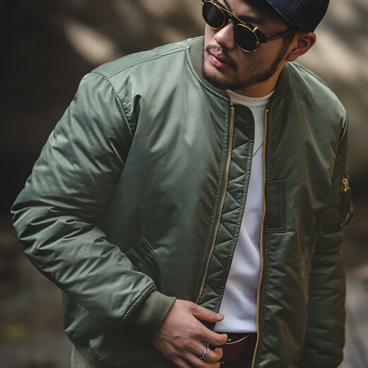 Madden Workwear American Retro MA1 Pilot Cotton Jacket Men's Spring and Winter Thickened Cotton Jacket Baseball Jacket Jacket Green Cotton Jacket Men/Cotton Men's 2025 New Winter/Coat/Clothes Winter XL