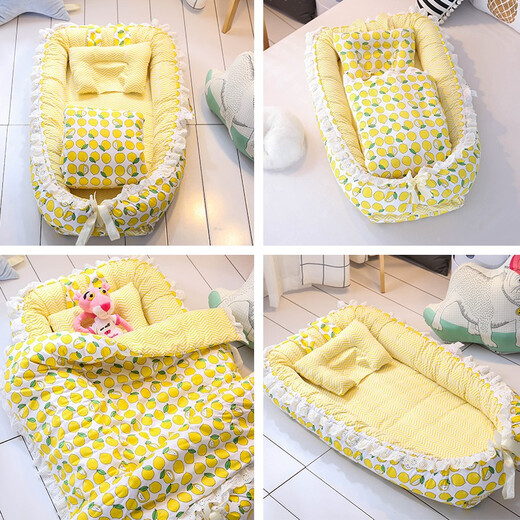 Gudong Bear crib portable and removable 0-3 years old newborn baby bed-in-bed bionic uterus bed baby bed bed Unicorn Gray I removable and washable with quilt + pillow