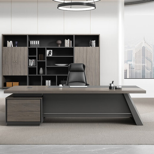 Guiqiu Luxurious and elegant boss desk and chair combination, simple and modern president's office, general manager single executive desk, chairman's office furniture 1.8m boss desk + side cabinet