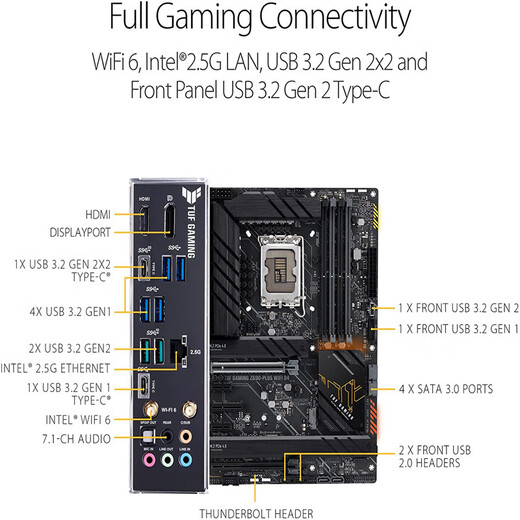 ASUS TUF Gaming Z690-Plus WiFi D4 LGA1700 ATX 游戏主板
