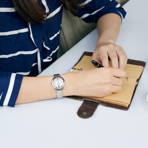 CITIZEN watch women's Japanese and Korean watch light kinetic energy white dial steel belt fashionable Christmas gift EM0500-73A