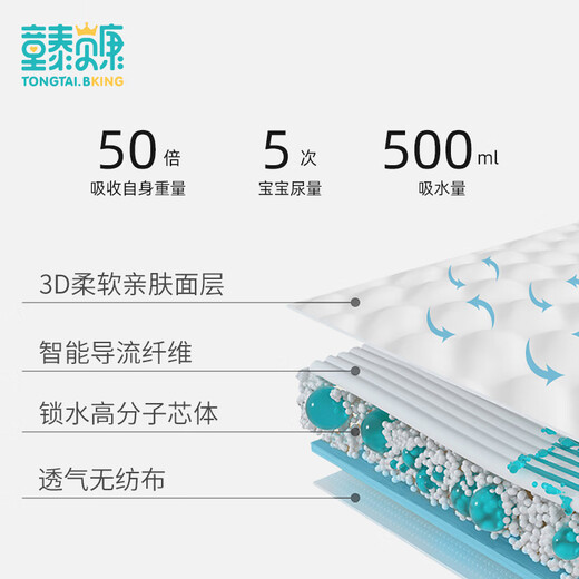 童泰贝康 纸尿裤 婴儿新生儿超薄透气尿布湿 柔软干爽尿不湿 M码 (6-11Kg) 36片/包