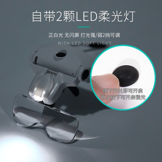 
SunFire (SunFire) high-powered glasses USB charging magnifier with LED lights for elderly people to read books with high-definition 30 engraving USB headset 9882B1
