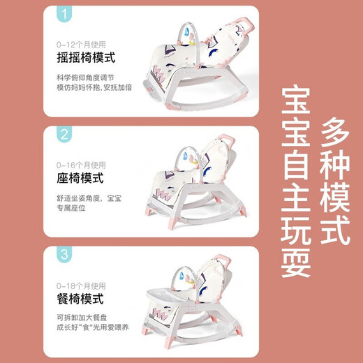 优乐博（ULOP）哄娃神器婴儿摇摇椅0-1岁宝宝玩具多功能哄睡摇椅新生儿满月礼物 绿色【餐盘+遮阳篷+万向轮】