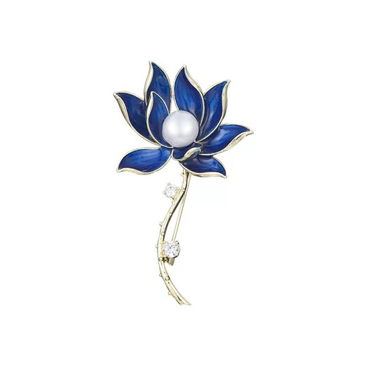 QUAMER gold store model blue lotus retro brooch, high-end women's new year, exquisite design, niche corsage, love red lotus