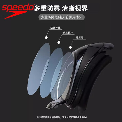 Speedo (Speedo) swimming goggles imported high-definition anti-fog waterproof large field of vision Cyclone3 men and women large frame professional swimming glasses set [imported upgraded anti-fog] black