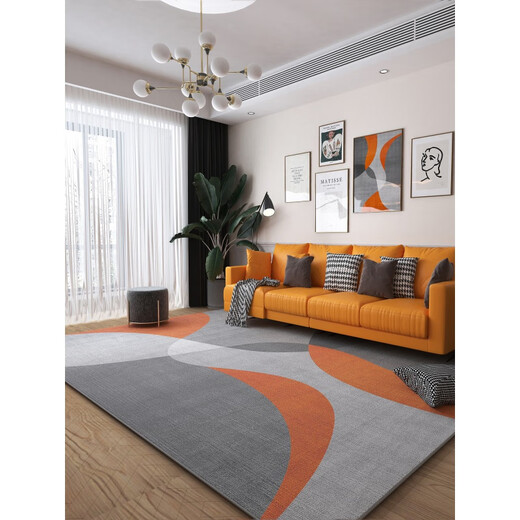 Gudie's new living room carpet, bedroom, modern light luxury coffee table carpet, fully covered bedside room, stain-resistant, easy to care for, non-slip, CH-C280 orange gray-Belgian loop pile cotton 80*200cm (bedside carpet) soundproof, no-wash ready