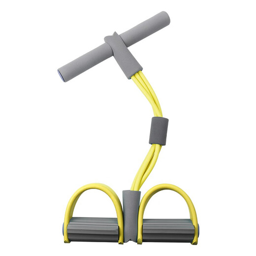 脚蹬拉力器仰卧起坐辅助器女卷腹多功能拉力绳瑜伽器材瘦肚子瘦身拉力器运动健身绳 黄色升级加粗四管拉力器