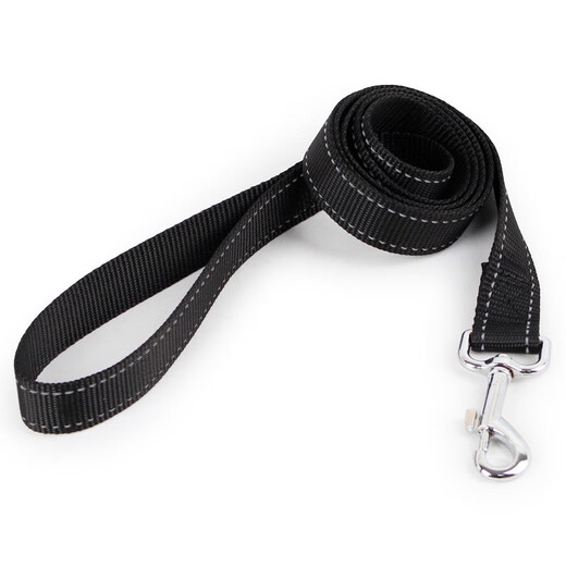 Duoqu reflective silk single flat belt dog leash, dog walking rope, dog leash, pet leash, dog leash, black 2.5*120cm