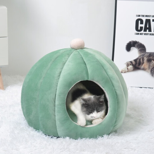 Yuanxiao Cat House Dog House Four Seasons Pet House Warm and Comfortable in Winter Fully Enclosed Cat House Removable Mat Non-stick Prickly Pear Cactus M Size (42*42*43)