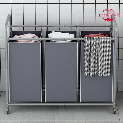Junmo Classified dirty laundry basket laundry room clothes bucket mobile wheel storage basket laundry basket large fabric toys and clothes collection silver gray - length 30 width 40.5 height 841 baskets
