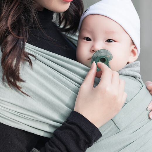 百利美抱娃神器婴儿背带前抱式日韩潮流新生儿宝宝背巾夏季透气简易轻便 百利美婴儿背带背巾【薄荷绿】 大号L码