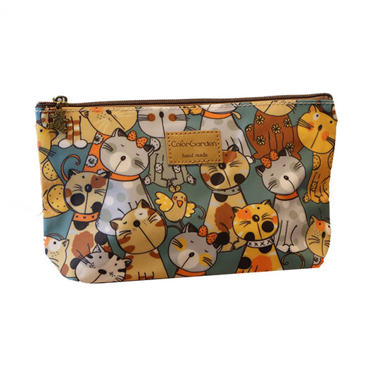 OIMG Korean cute printed cosmetic bag small floral waterproof portable cosmetic bag large capacity toiletry bag travel storage bag orange small flower medium cosmetic bag