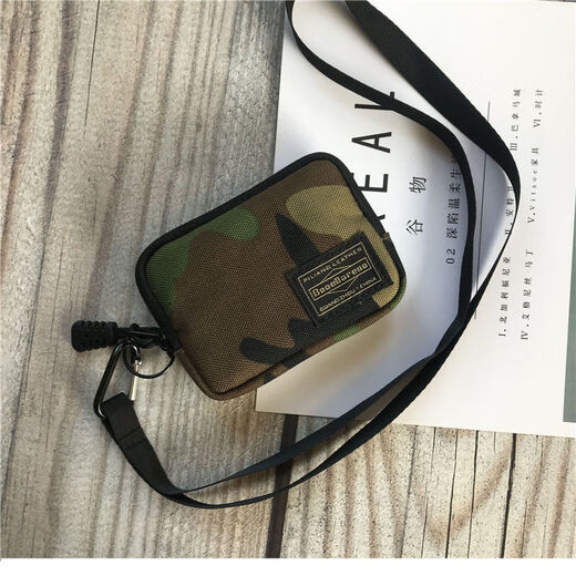 络伊得（LUOYIDE）潮牌证件包卡包小巧包零钱包硬币包耳机小包潮流小挂钩MINI小包包 黑色聚酯料