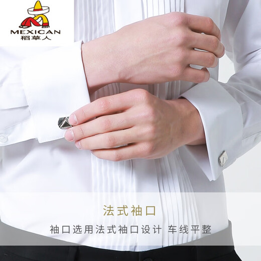 Scarecrow Men's Robe Shirt Frip à nœud papillon Swallows Chaise Bunny Grooms-Groom's Grooms's Wedding Shirt Chorus White 41