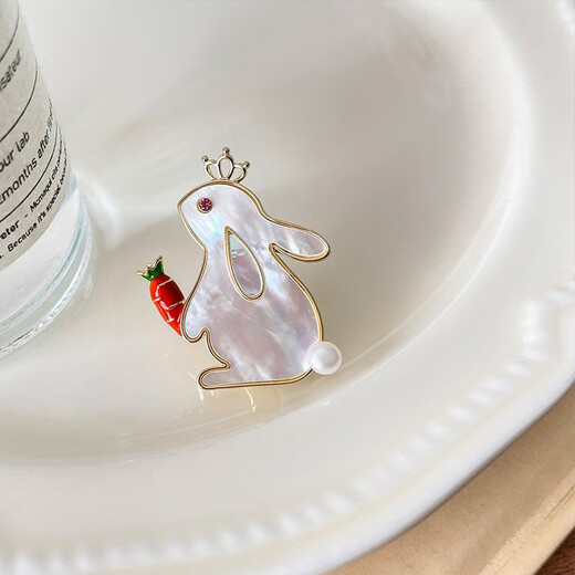 Marco Bizzarri's birthday gift: divination rabbit brooch, high-end female cute rabbit, girl's mother-of-pearl corsage, anti-exposure pin, 520 gift for girlfriend, birthday gift for best friend