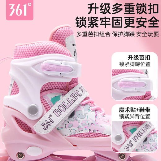 361 patines para niños para niños Patinillos para niños y niñas Patinetes Flash Roller Wally Tamaño ajustable Pink S Tamaño