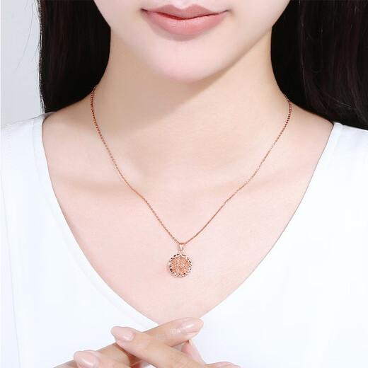 Saturday Fortune (ZLF) 18K gold pendant for women rose gold hollow round snowflake pendant 0.9 g pendant (excluding chain)