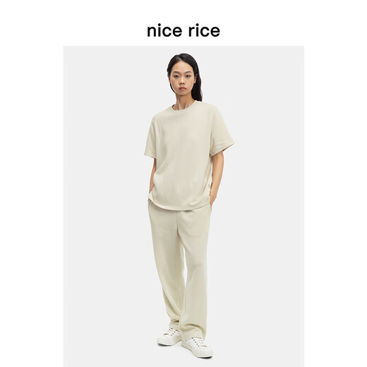 nice rice好饭 轻薄亲肤240G宽松直筒休闲男士针织卫裤NFC12052 黑色（240G） M