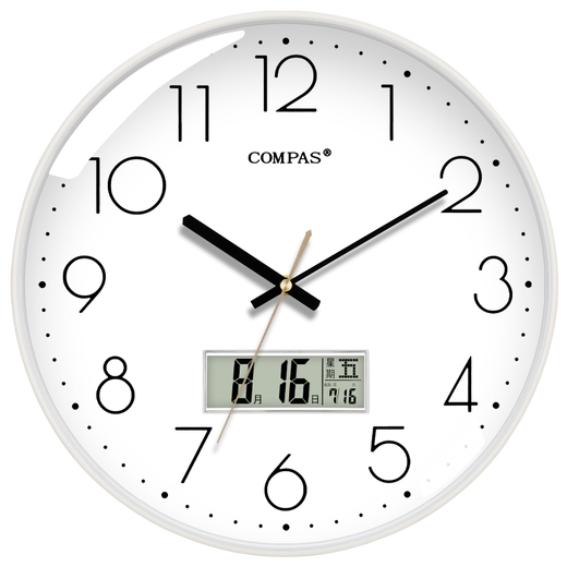 
Compas wall clock radio clock 2025 living room watches stylish simple calendar office examination room school automatic timing flash gold 14-inch 6219 radio clock (diameter 35 cm)