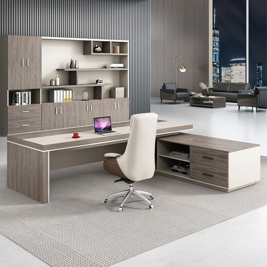 Nuoxiong ready stock boss desk simple modern boss desk and chair combination office computer desk furniture office furniture executive desk president manager desk light luxury fashion 2.2*0.8 meters + side cabinet + boss chair + 2.4 meters bookcase