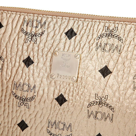 MCM unisex fashionable gold artificial leather hand-held envelope bag gold