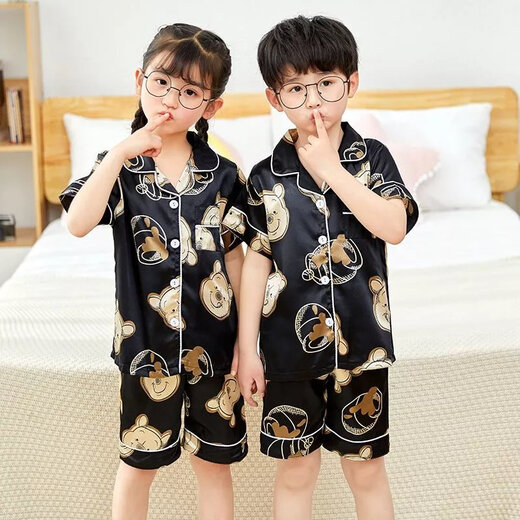 Disney Sommer Kurzärärmelte Kinderpyjamas Eisseide Dünne Sommerjunge Seiden kleines Mädchen Baby Cartoon Home Anzug 681 Mädchen 170 Größe 8 Empfohlene Höhe 90-105 cm