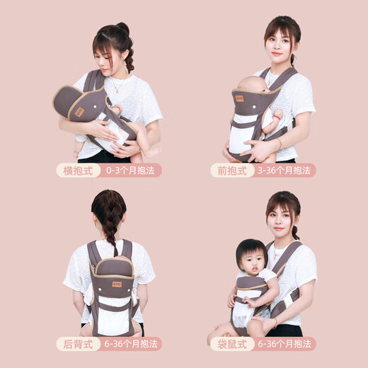 CLCEY婴儿背带一个人带娃0一6月新生婴儿横抱式前后两用抱娃解放双手 克 升级版