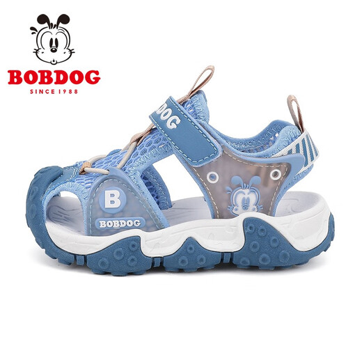 BOBDOG children's shoes, baby boys' sandals, new summer girls' soft-soled toe-toe toddler shoes, children's shoes, moonlight blue/cerulean blue 22, suitable for feet 13.5cm long