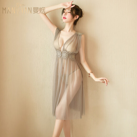 Sm underwear passionate midnight charm sexy high-end flirting equipment room fun acacia pajamas bed hot battle free size cheongsam thong gray