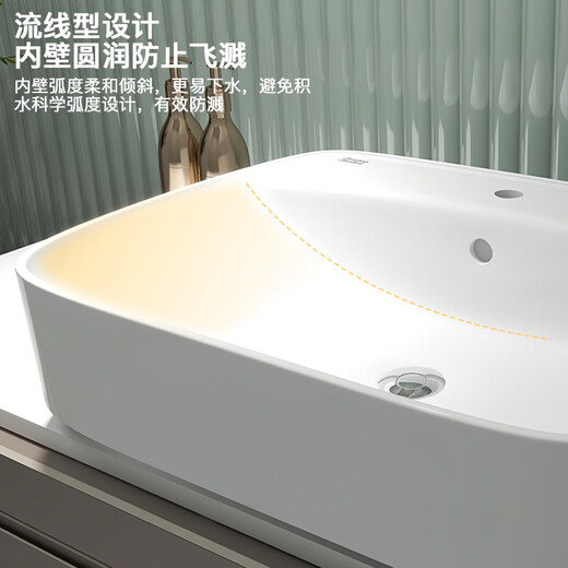 American standard bathroom ceramic basin single-hole table wash basin bathroom wall-mounted sink square semi-hanging basin F550