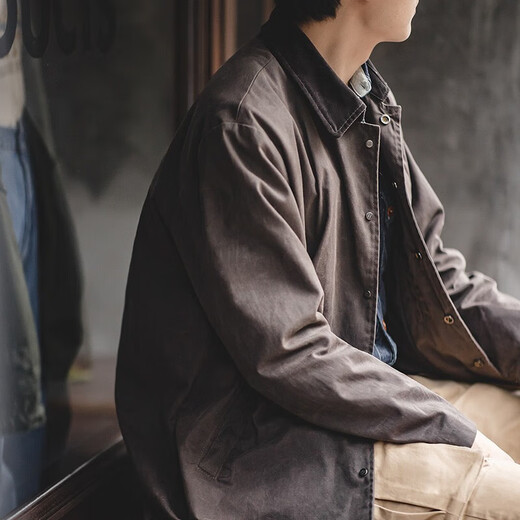 Madden Workwear British Style Oil Wax Windbreaker Jacket Men's Autumn and Winter Gentleman's Feel Mid-Length Retro Coat Waterproof Outer Dark Brown M